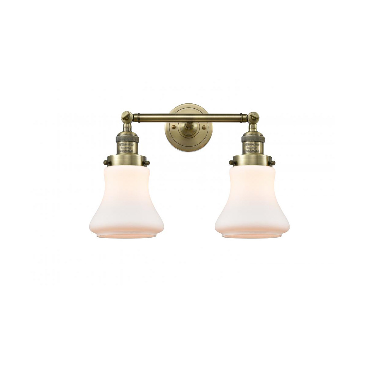 Franklin Restoration Bellmont LED 17 inch Antique Brass Bath Vanity Light Wall Light in Matte White Glass, Franklin Restoration