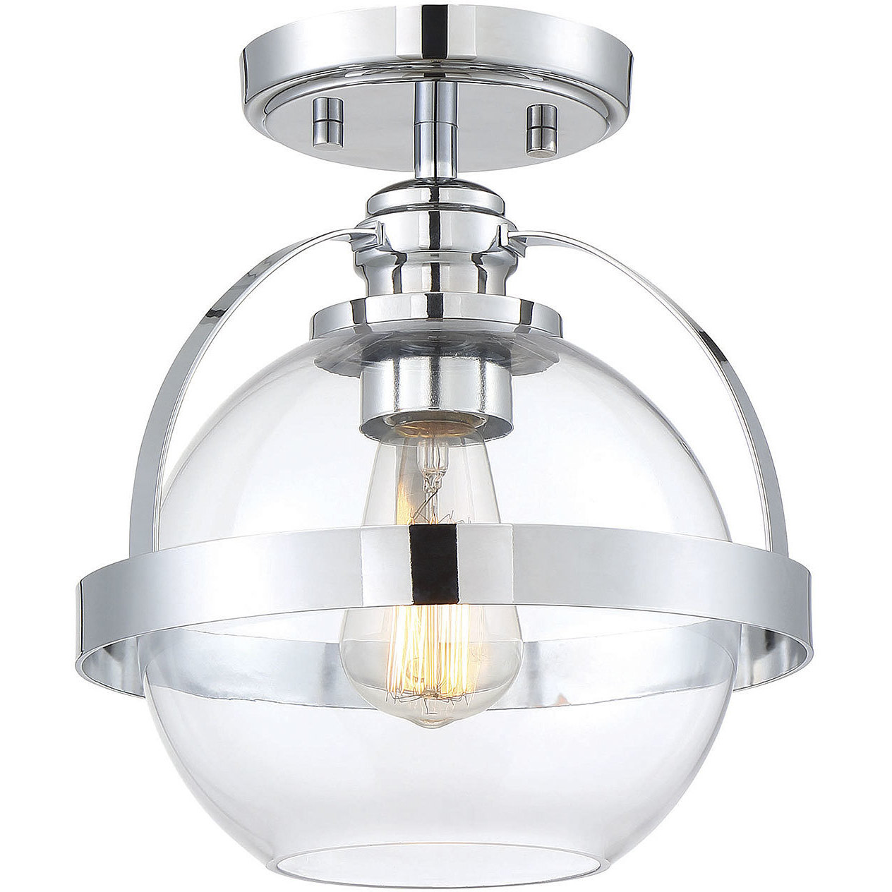 Pendleton 1 Light 9.38 inch Polished Chrome Semi-Flush Ceiling Light, Essentials