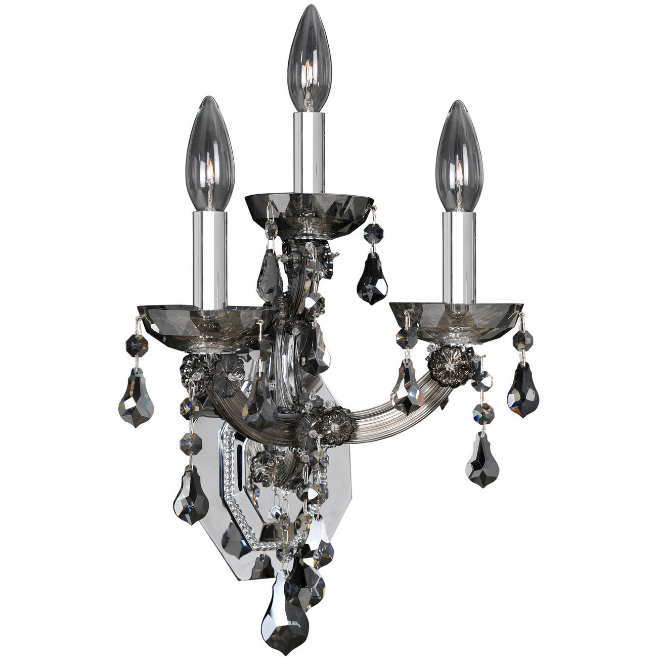 Brahms 3 Light 10 inch Chrome Wall Sconce Wall Light in Firenze Clear