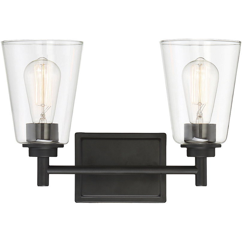 Westin 2 Light 15 inch Matte Black Bath Bar Wall Light 