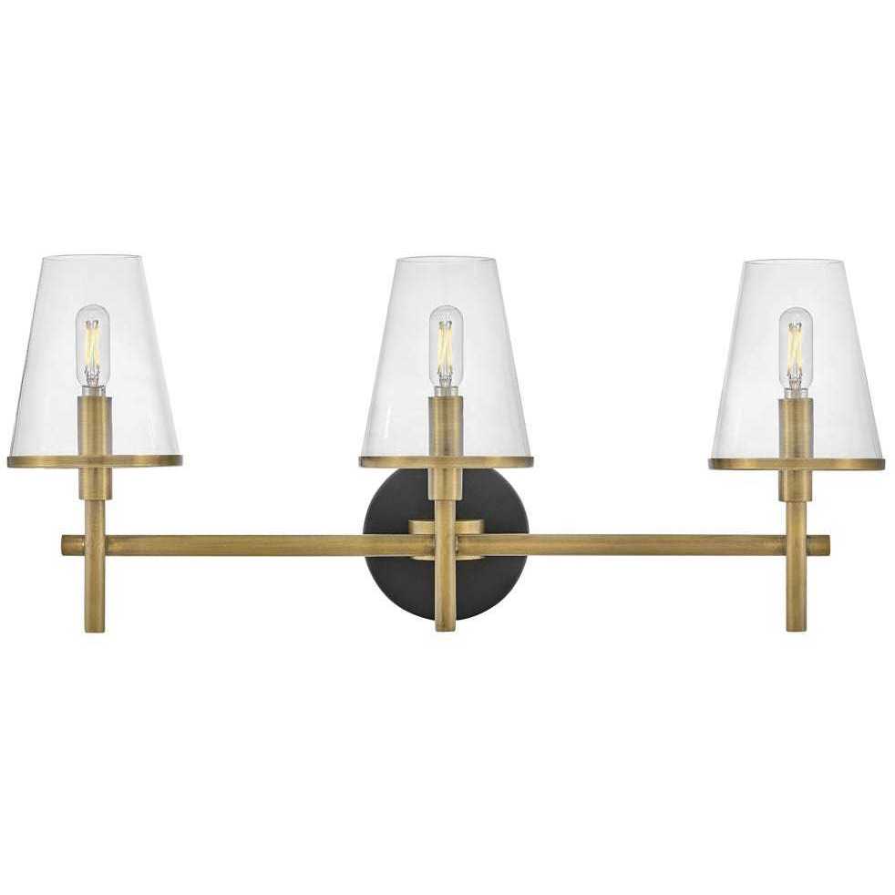 Marten 3 Light 25 inch Heritage Brass Bath Light Wall Light