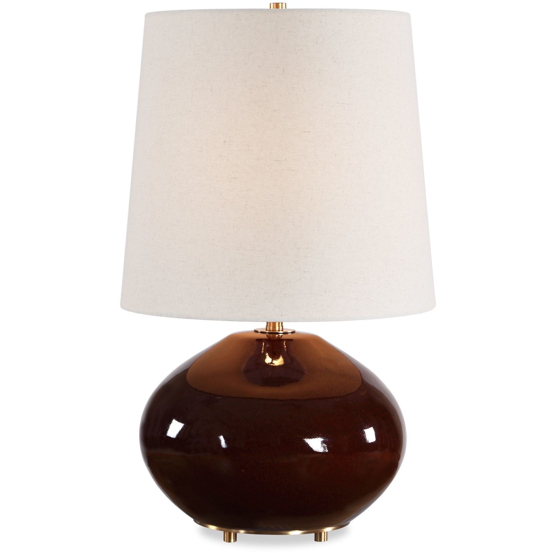 Allemand 19.75 inch 100 watt Dark Ruby Red Glaze and Antique Brass Table Lamp Portable Light