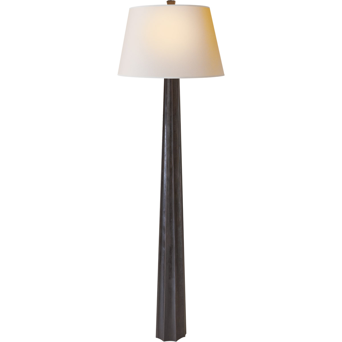 Chapman & Myers Fluted Spire 60.5 inch 150 watt Aged Iron Floor Lamp Portable Light in Natural Paper