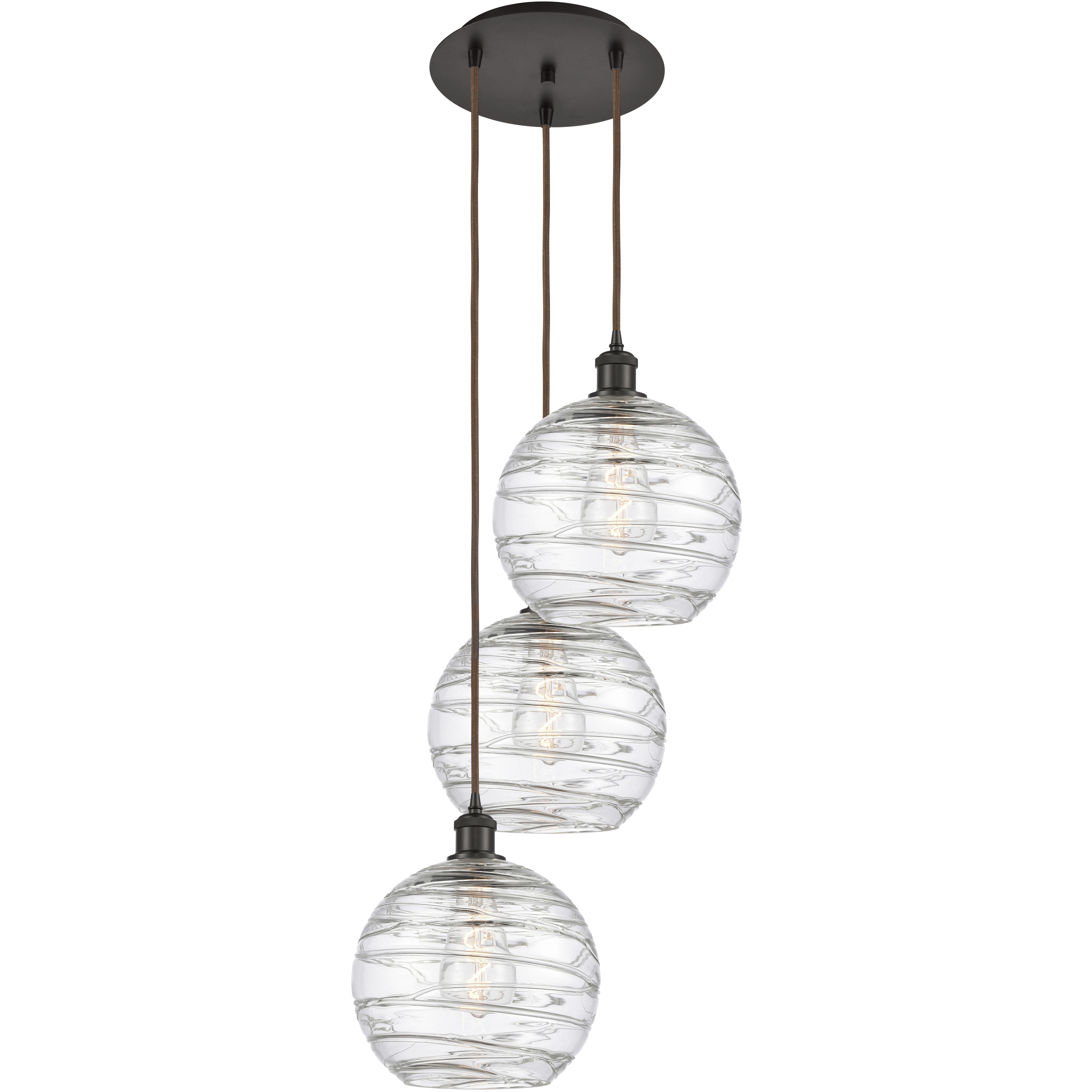 Ballston Athens Deco Swirl 3 Light 17 inch Oil Rubbed Bronze Multi-Pendant Ceiling Light