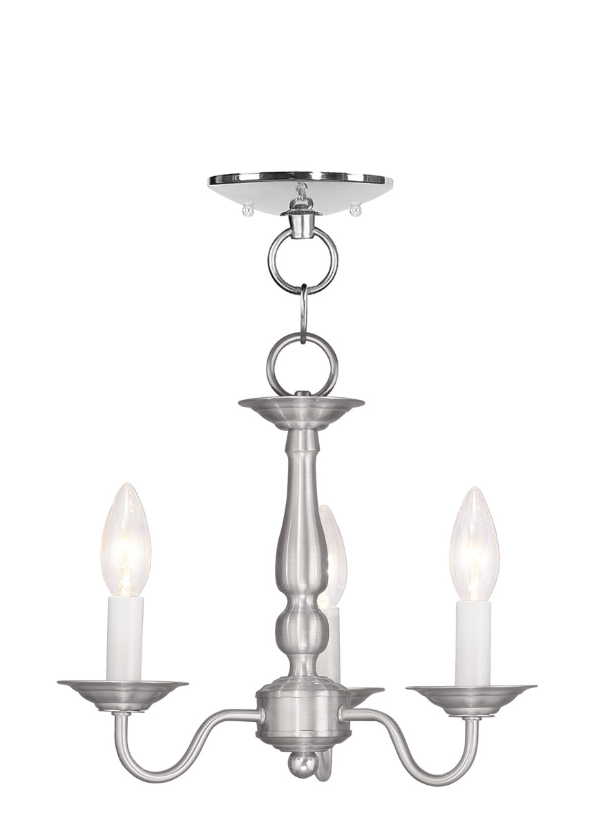 Williamsburgh 3 Light 11 inch Brushed Nickel Convertible Mini Chandelier/Ceiling Mount Ceiling Light