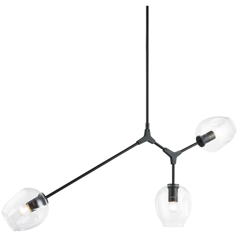 Cherry Blossoms 3 Light 6 inch Black Chandelier Ceiling Light