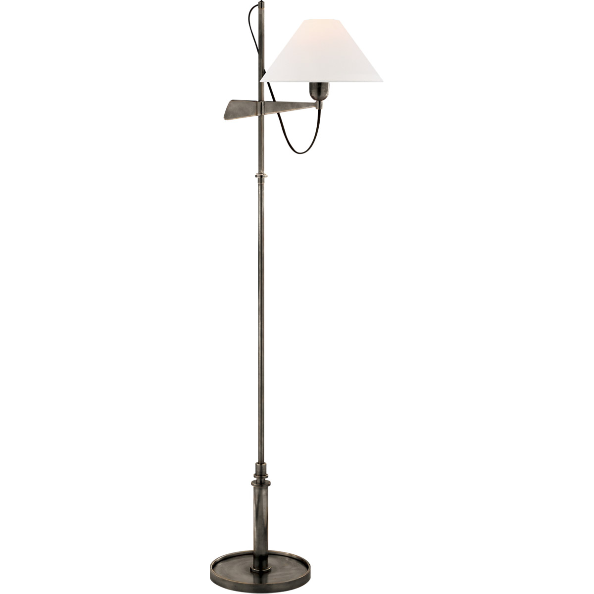 J. Randall Powers Hargett 50 inch 60 watt Bronze Bridge Arm Floor Lamp Portable Light in Linen
