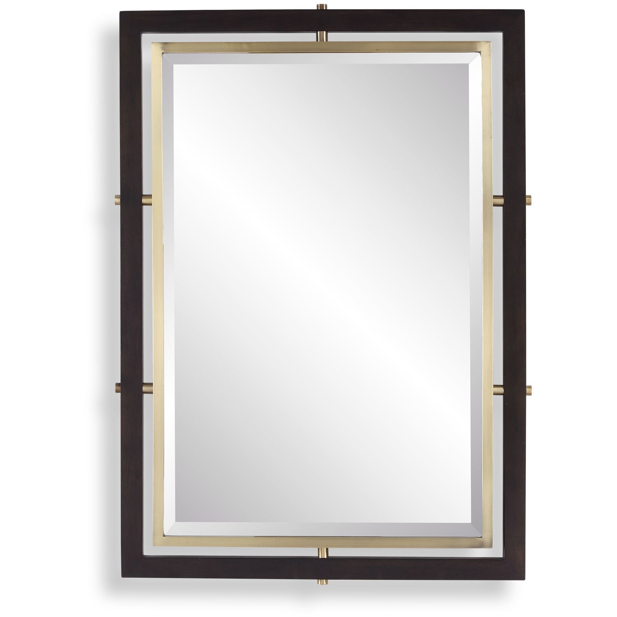 Bach 43.5 X 30.75 inch Dark Walnut and Plated Antique Brass Mirror
