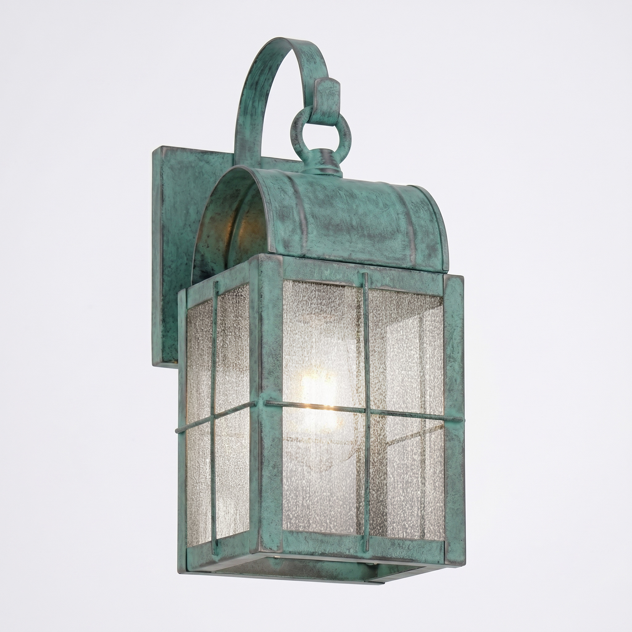 Durham 1 Light 12.5 inch Verde Green Outdoor Sconce in Seedy Glass, Brass Traditions by Innovations Lighting