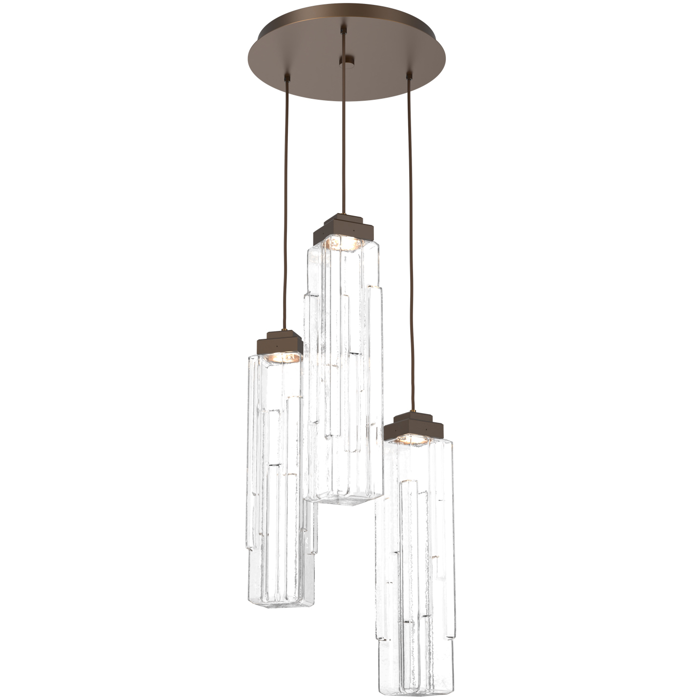 Ledgestone LED 16.5 inch Flat Bronze Chandelier Ceiling Light in Clear Ledgestone, 2700K LED, Round Multi-Port