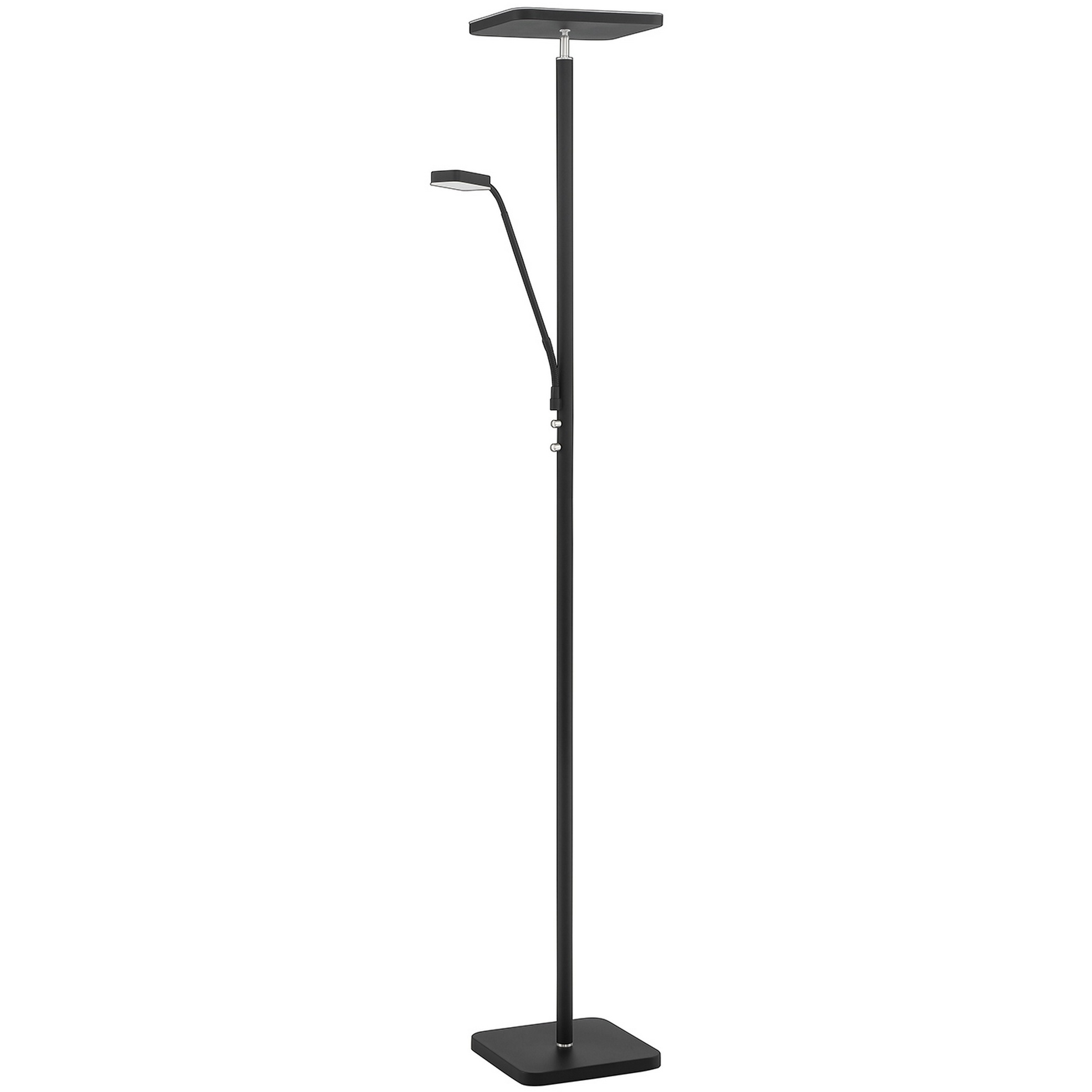 Ella 72 inch 30 watt Black and Satin Nickel Torchiere with Reading Light Portable Light