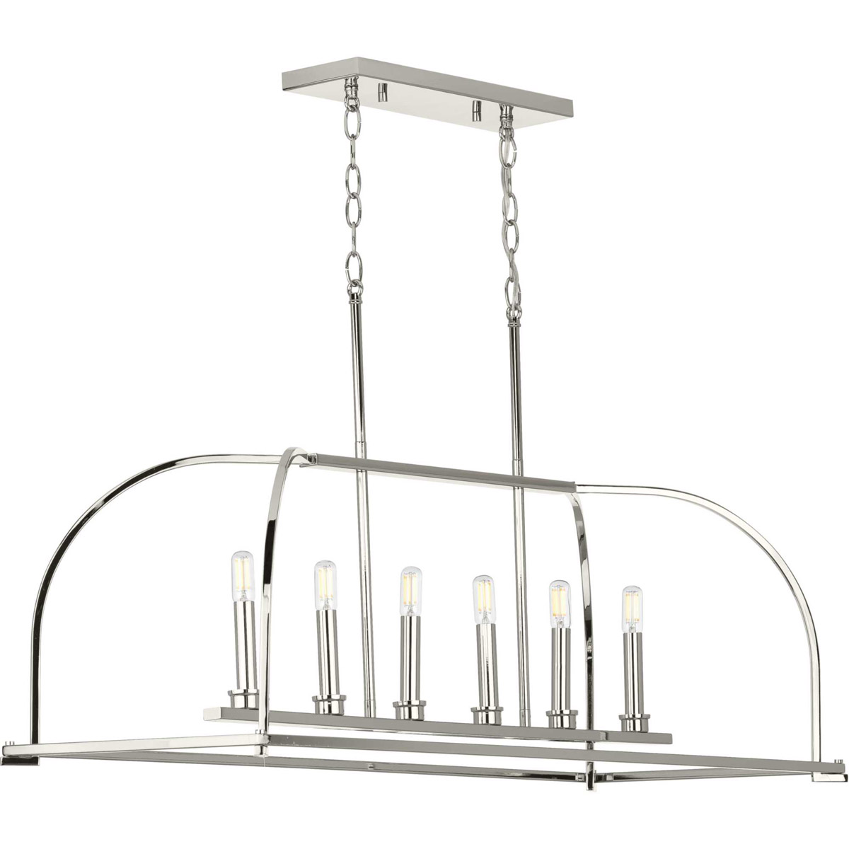 Seneca 6 Light 38.25 inch Polished Nickel Linear Chandelier Ceiling Light
