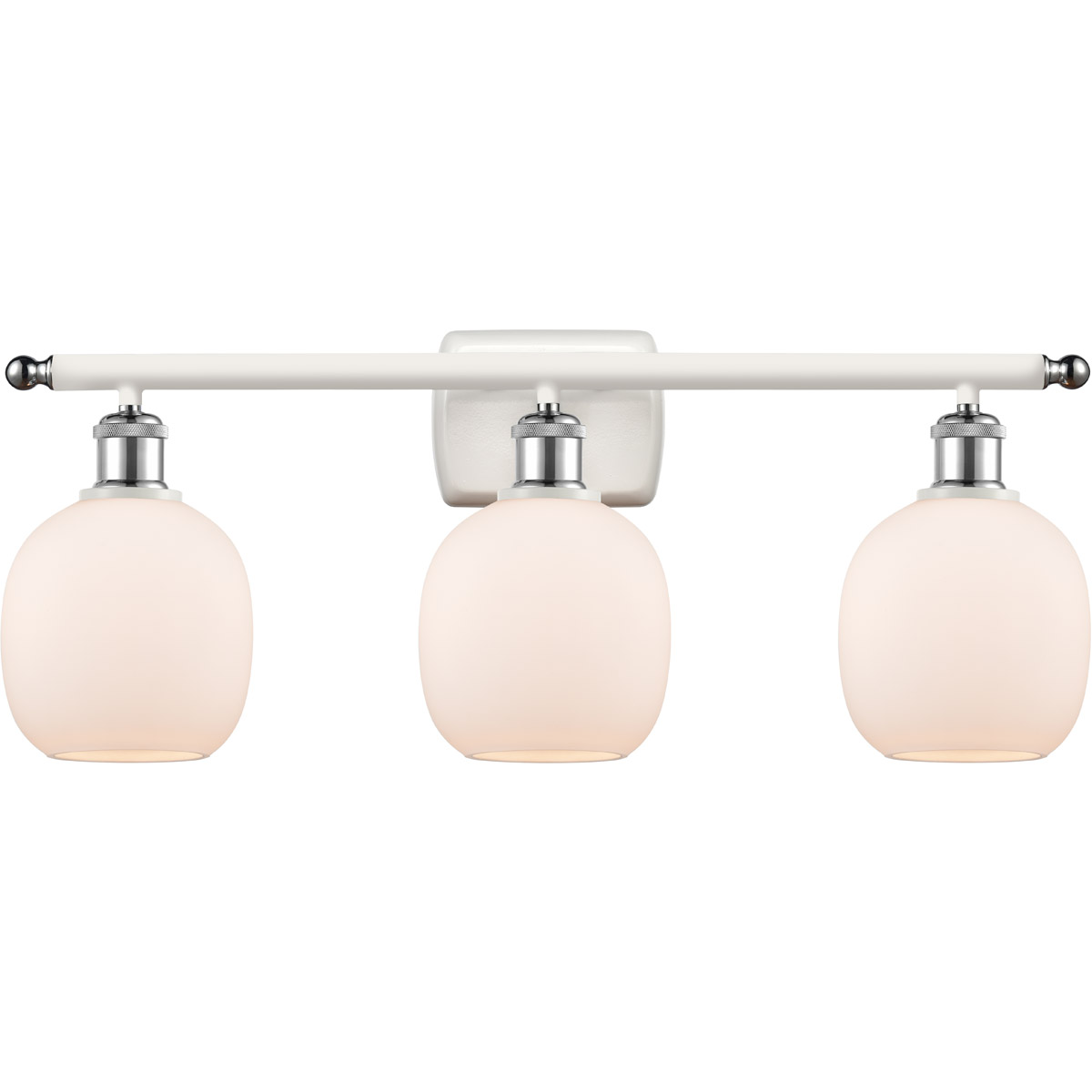 Ballston Belfast 3 Light 26 inch White and Polished Chrome Bath Vanity Light Wall Light in Matte White Glass, Ballston