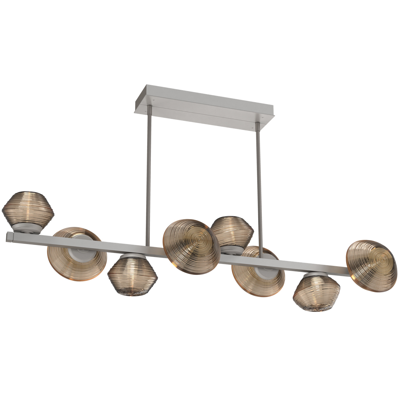 Mesa LED Beige Silver Linear Multi-Pendant Ceiling Light in 3000K LED, Bronze, Twisted Branch