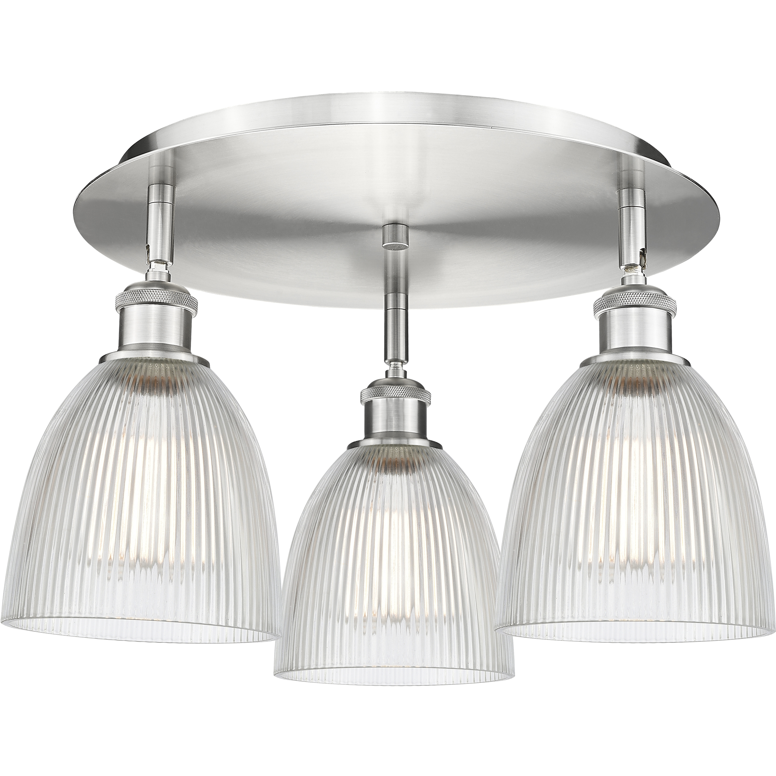 Castile 3 Light 17.75 inch Satin Nickel Flush Mount Ceiling Light in Clear