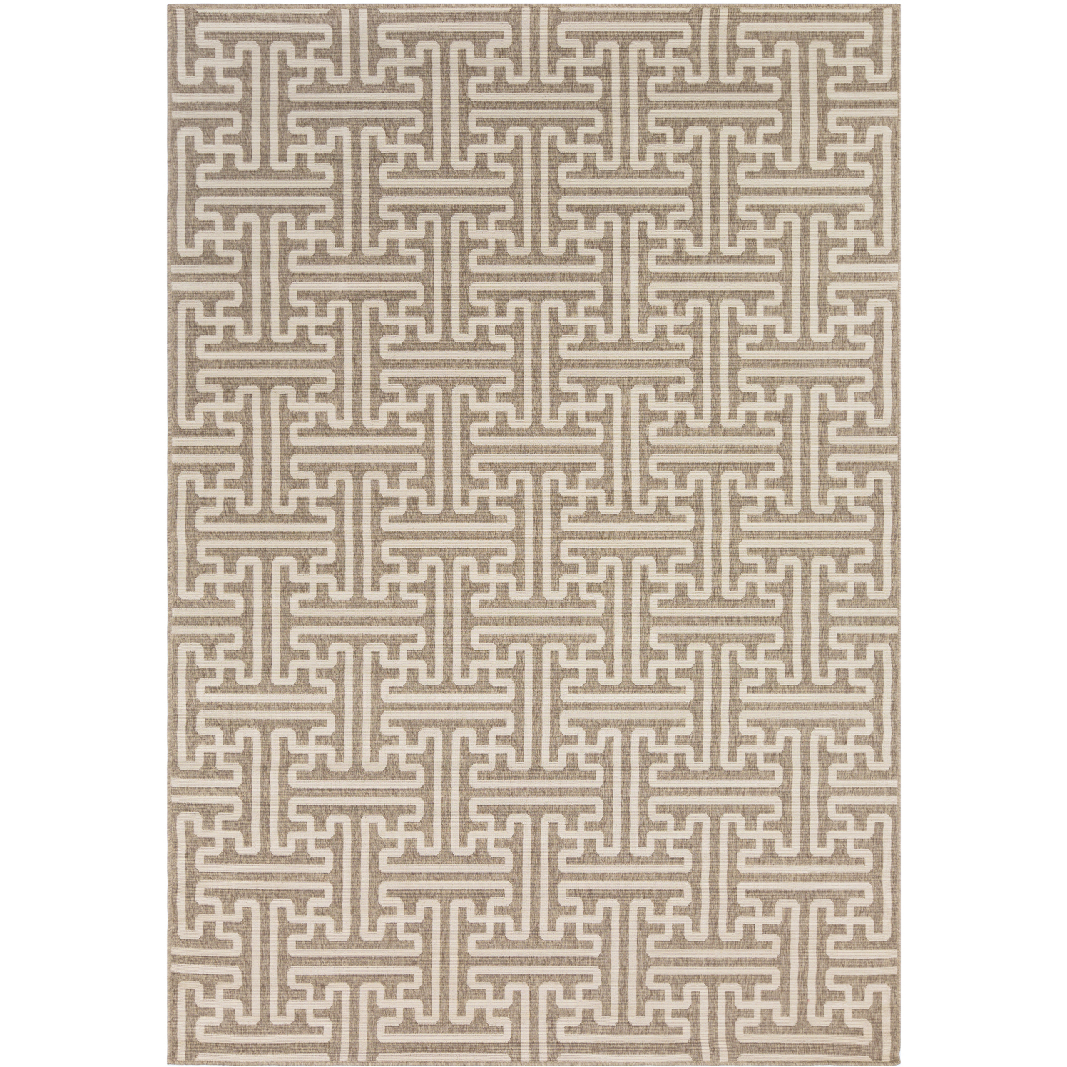 Alfresco 126 X 87 inch Brown/Beige Machine Woven Rug, Polypropylene
