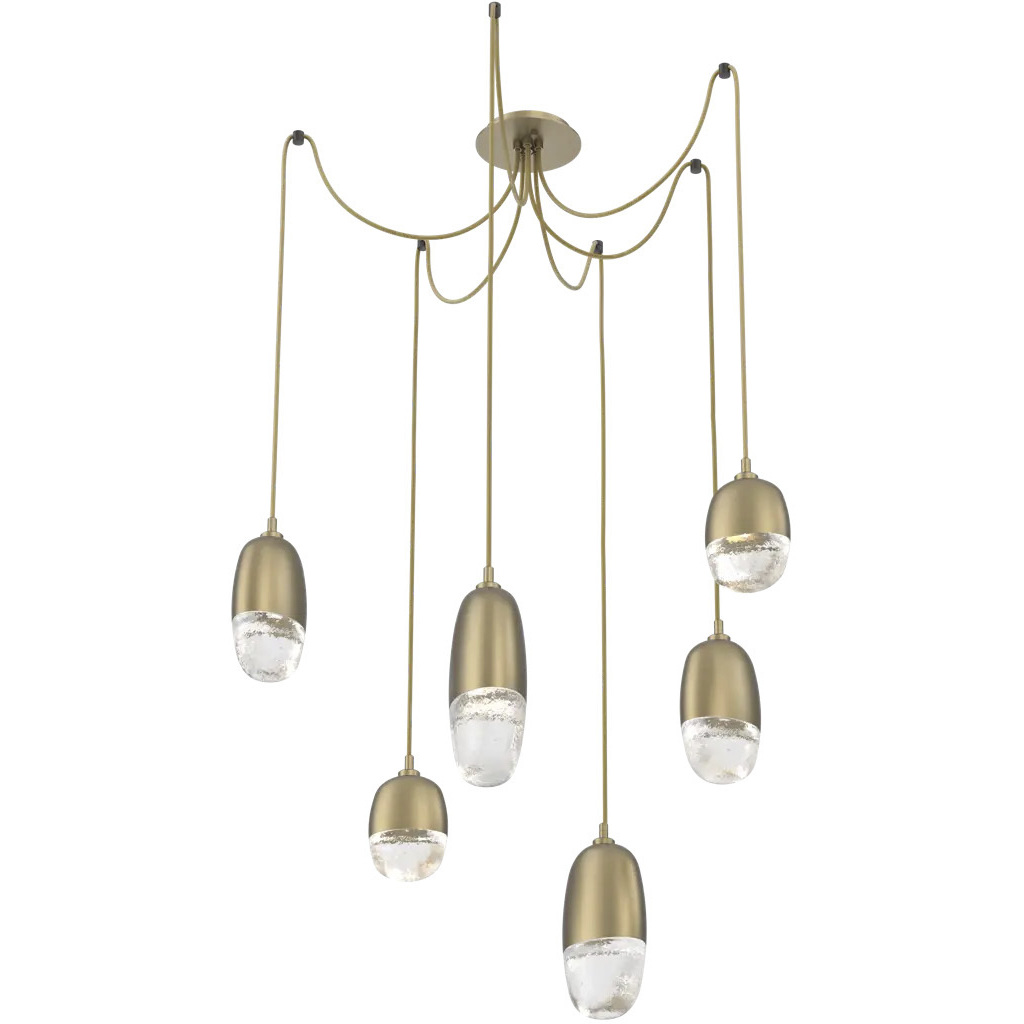 Pebble LED 14.3 inch Beige Silver Swag Multi-Pendant Ceiling Light in 2700K LED