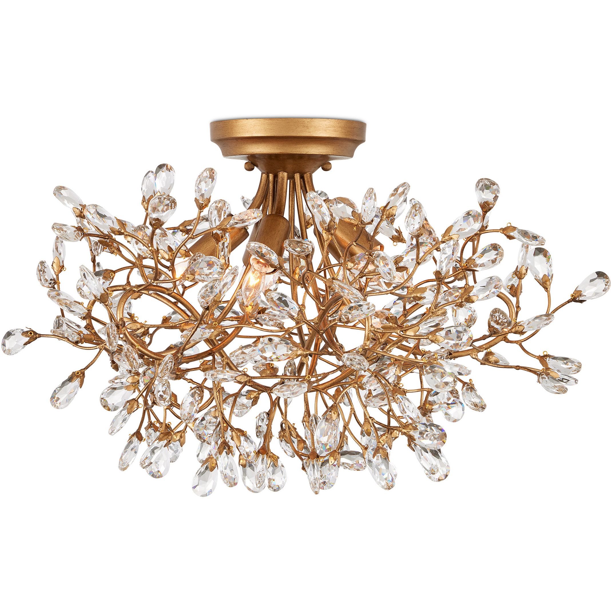 Crystal Bud 5 Light 24 inch Brass Semi-Flush Mount Ceiling Light