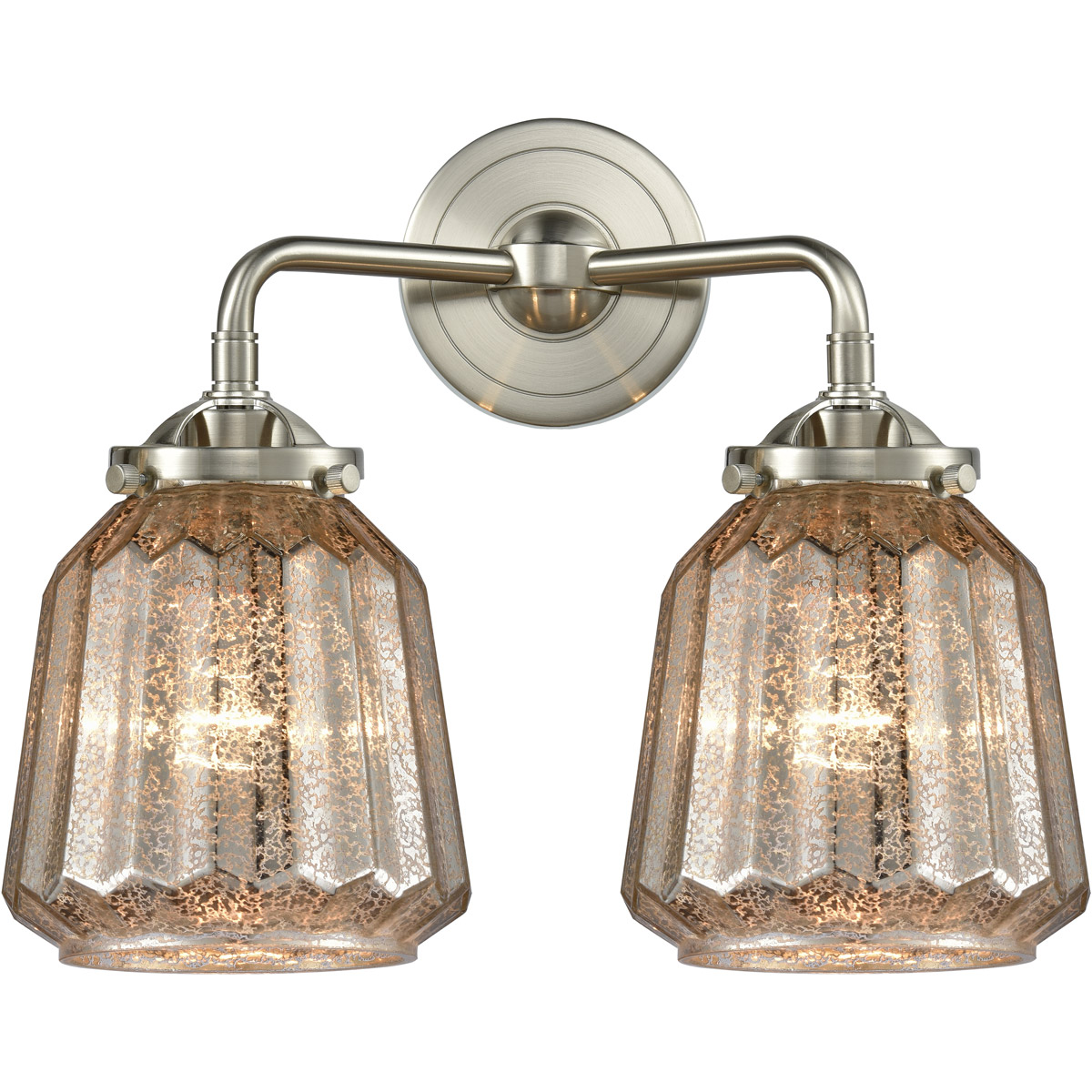 Nouveau Chatham LED 14 inch Brushed Satin Nickel Bath Vanity Light Wall Light in Mercury Glass, Nouveau