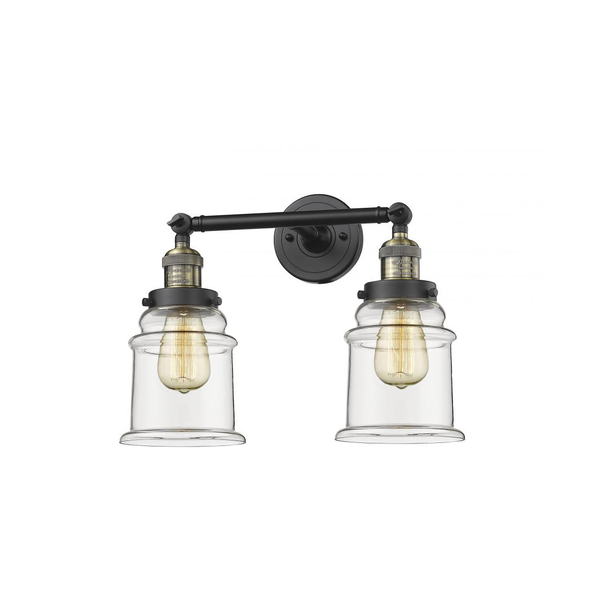 Franklin Restoration Canton LED 17 inch Black Antique Brass Bath Vanity Light Wall Light in Clear Glass, Franklin Restoration