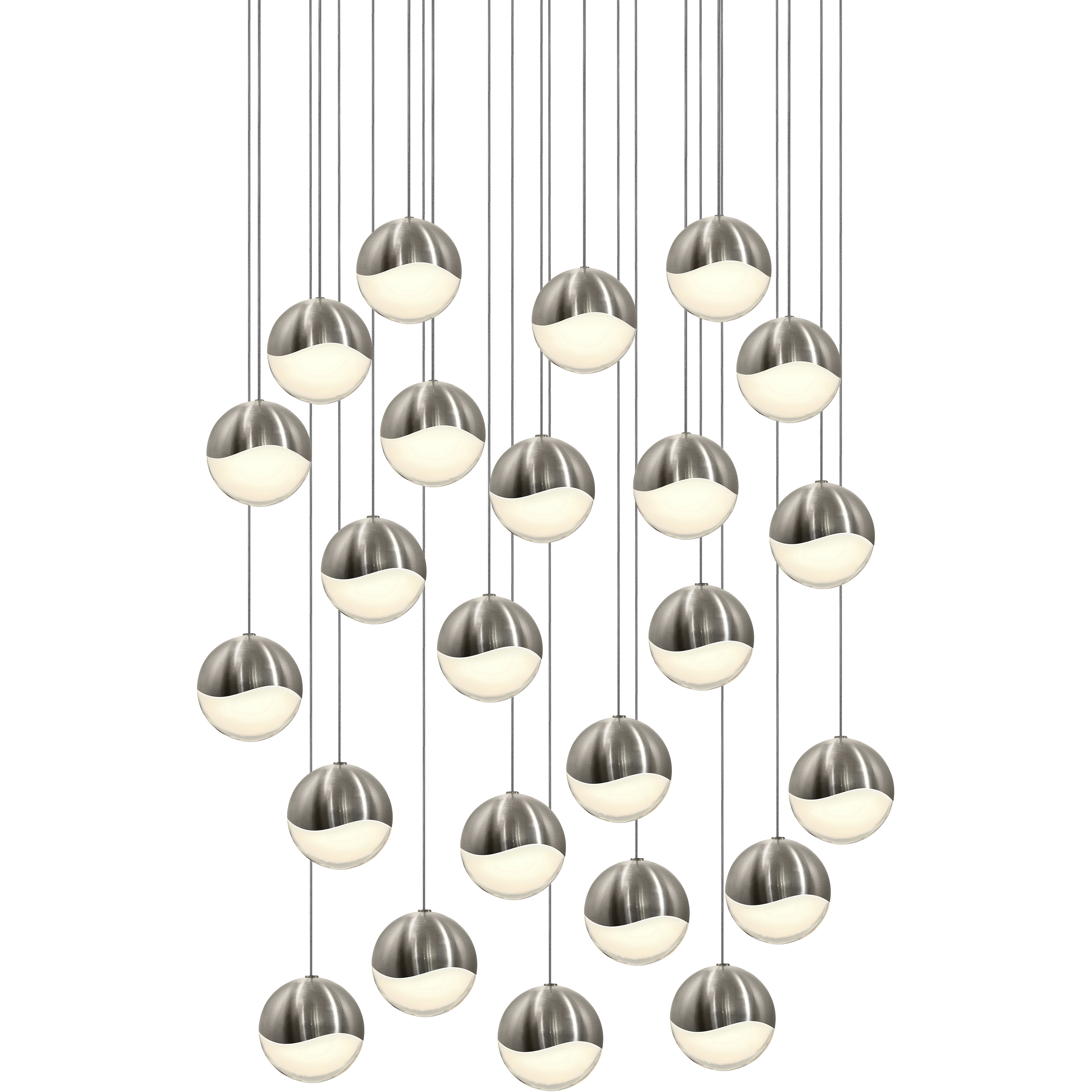 Grapes LED 27 inch Satin Nickel Cluster Pendant Ceiling Light in White Glass