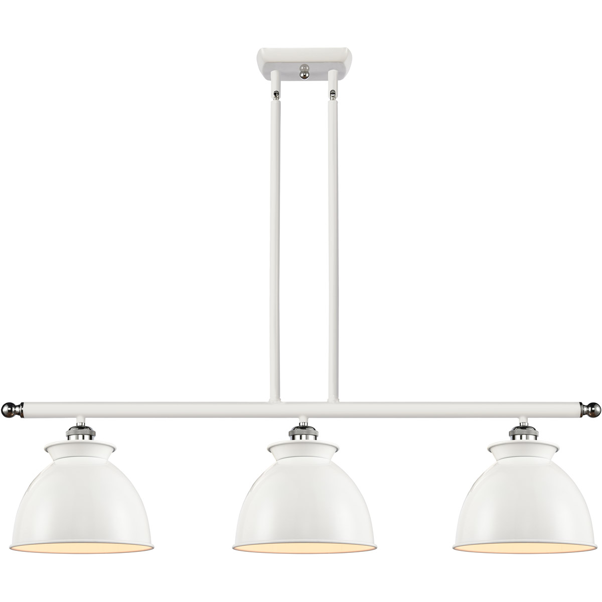 Ballston Adirondack 3 Light 36 inch White and Polished Chrome Island Light Ceiling Light in Incandescent, Glossy White, Ballston