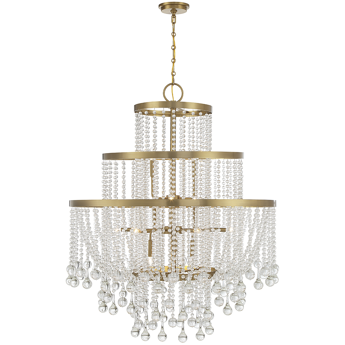 Luna 15 Light 45 inch Warm Brass Chandelier Ceiling Light
