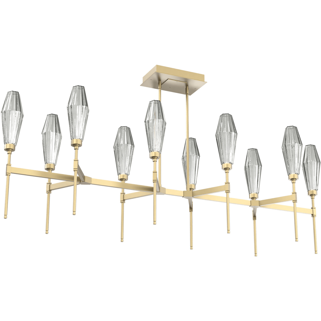 Aalto LED Gilded Brass Linear Pendant Ceiling Light in 3000K LED, Optic ...