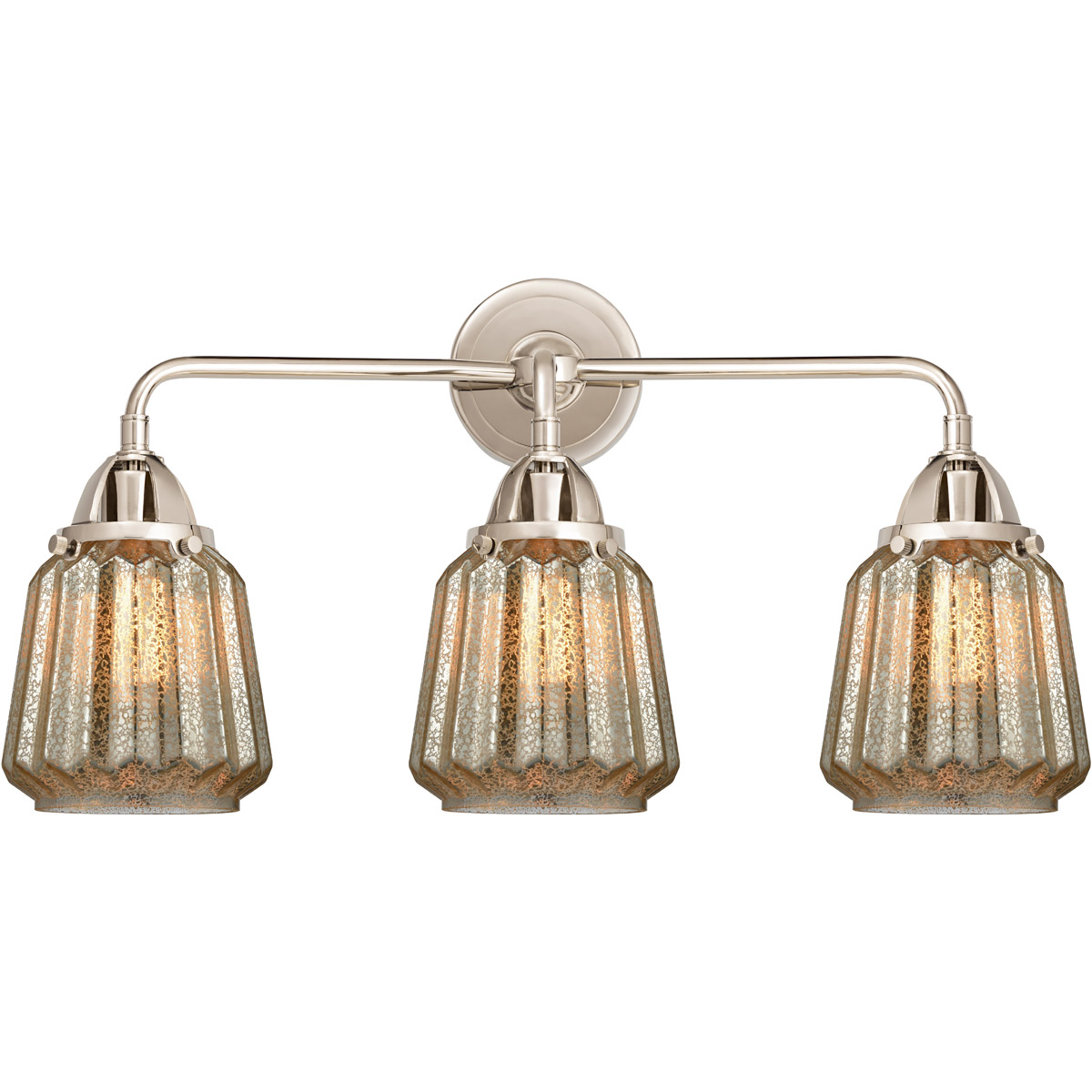 Nouveau 2 Chatham 3 Light 24 inch Polished Nickel Bath Vanity Light Wall Light in Mercury Glass