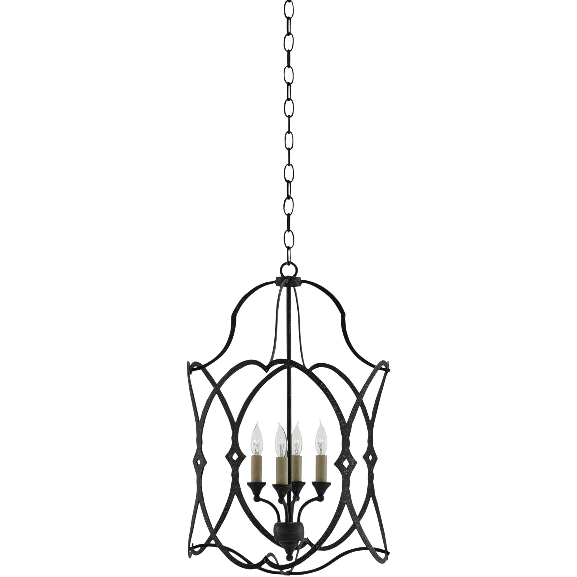 Charisma 4 Light 16 inch French Black Foyer Lantern Ceiling Light, Small