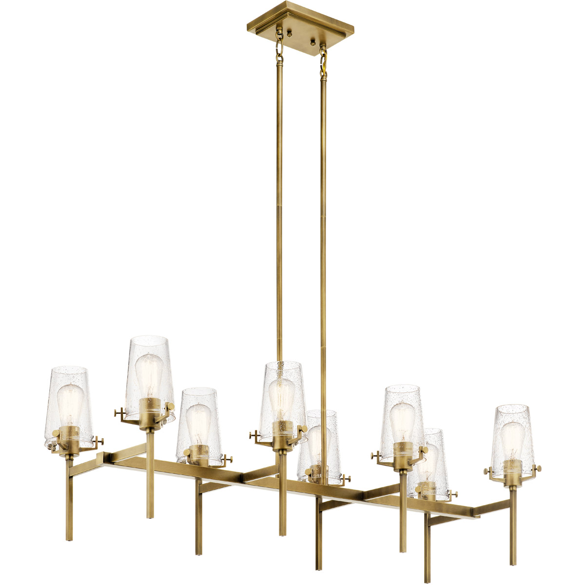 Alton 8 Light 17 inch Natural Brass Chandelier Linear Ceiling Light, Double