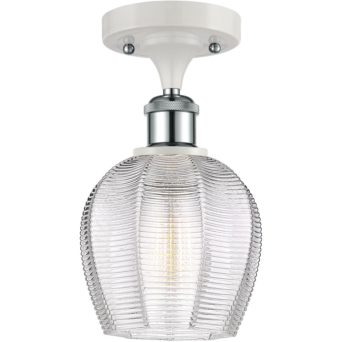 Ballston Norfolk LED 6 inch White and Polished Chrome Semi-Flush Mount Ceiling Light in Clear Glass
