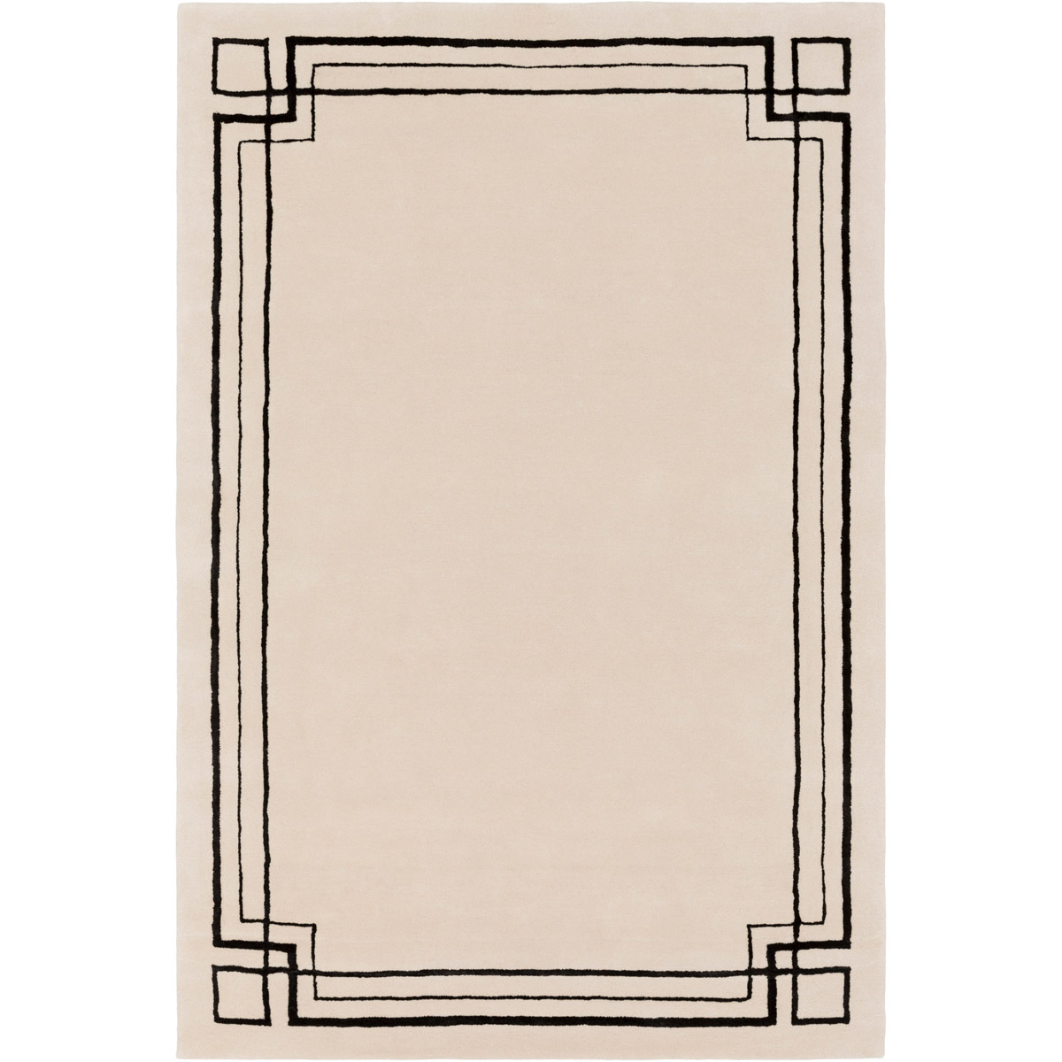 Intermezzo 36 X 24 inch Neutral and Black Area Rug, Wool and Tencel