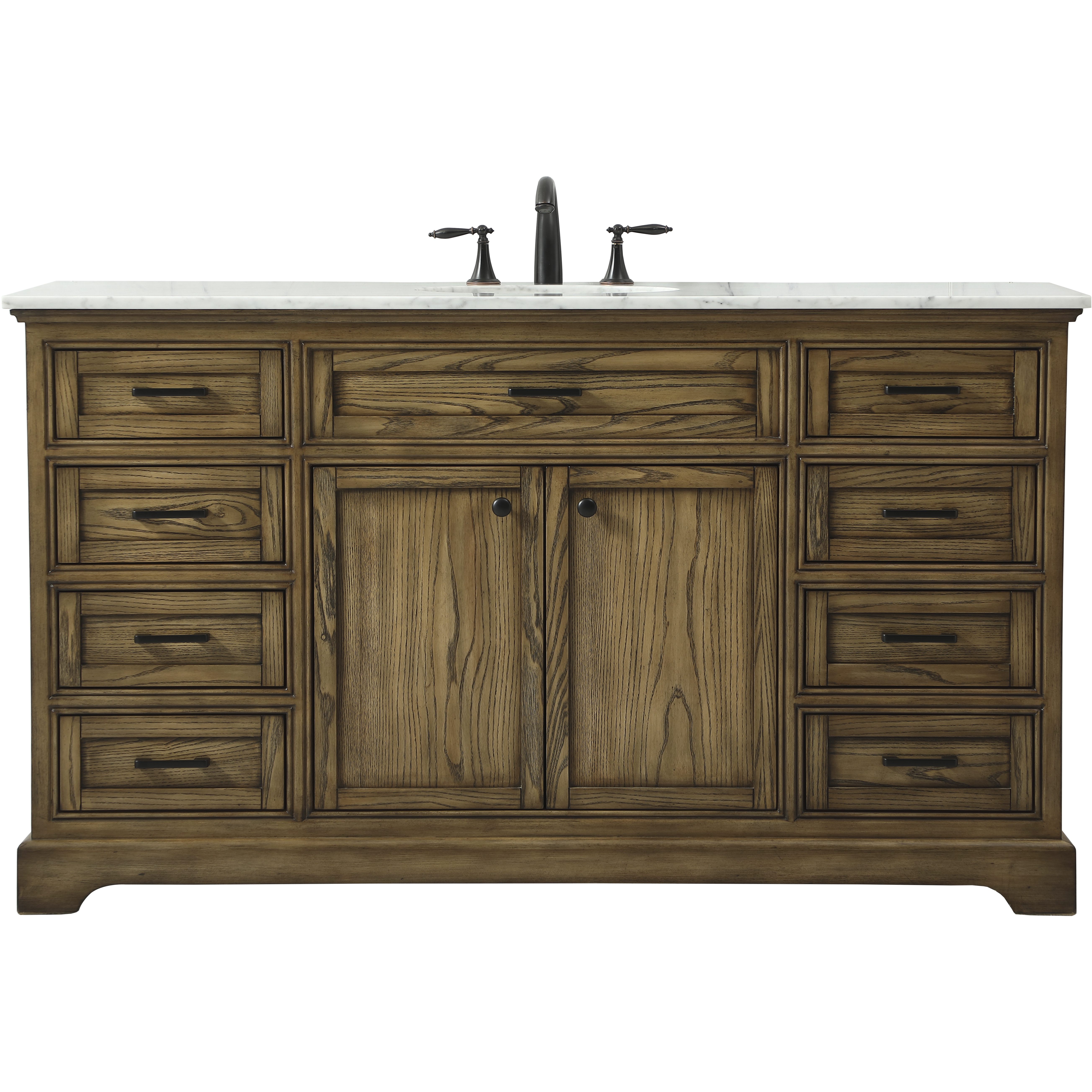 Americana 60 X 21.5 X 35 inch Driftwood Vanity Sink Set in Dark Walnut
