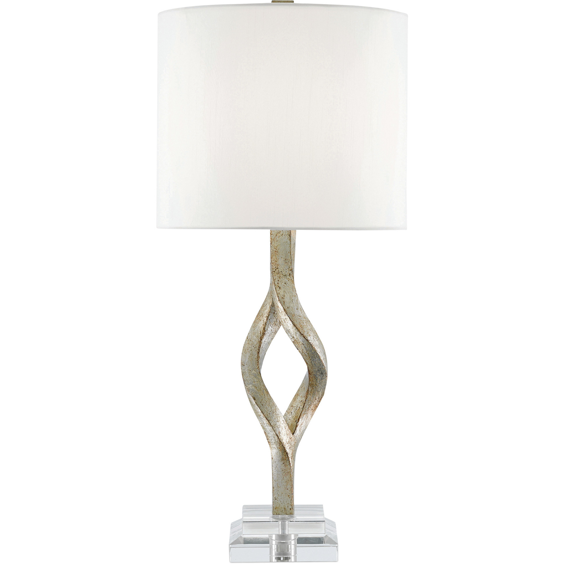 Elyx 31.5 inch 150 watt Chinois Silver Leaf and Clear Table Lamp Portable Light