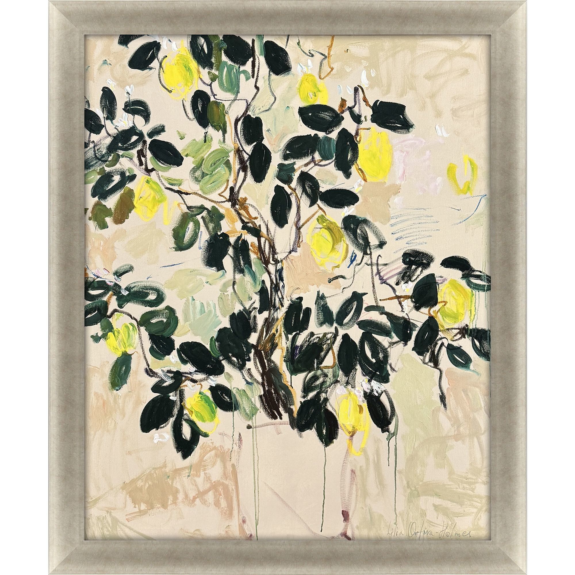 Lemon Tree Green and Beige and Brown and Yellow Framed Art