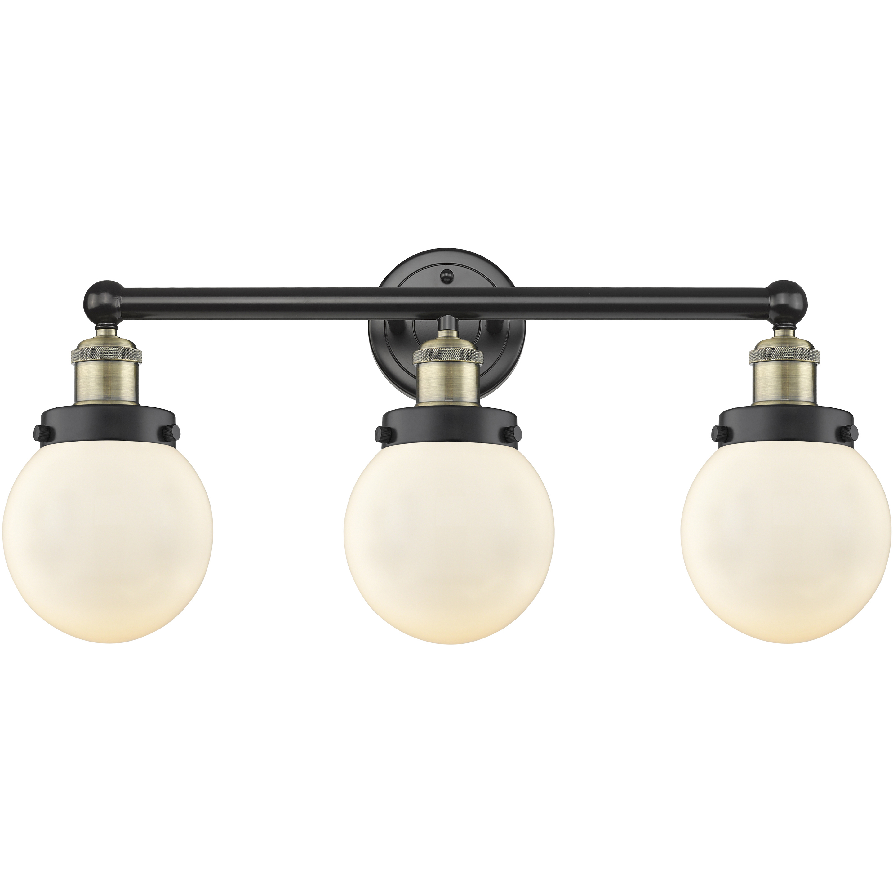 Beacon 3 Light 24.5 inch Black Antique Brass Bath Vanity Light Wall Light in Matte White