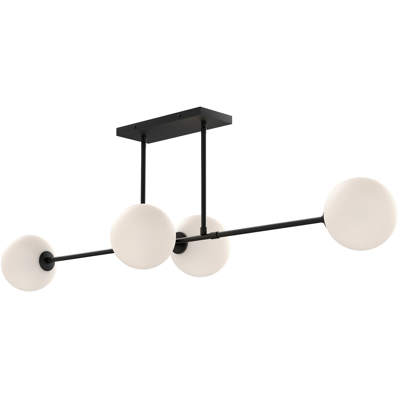 Alora Mood Cassia 4 Light 48 inch Matte Black Linear Pendant Ceiling Light in Matte Opal Glass