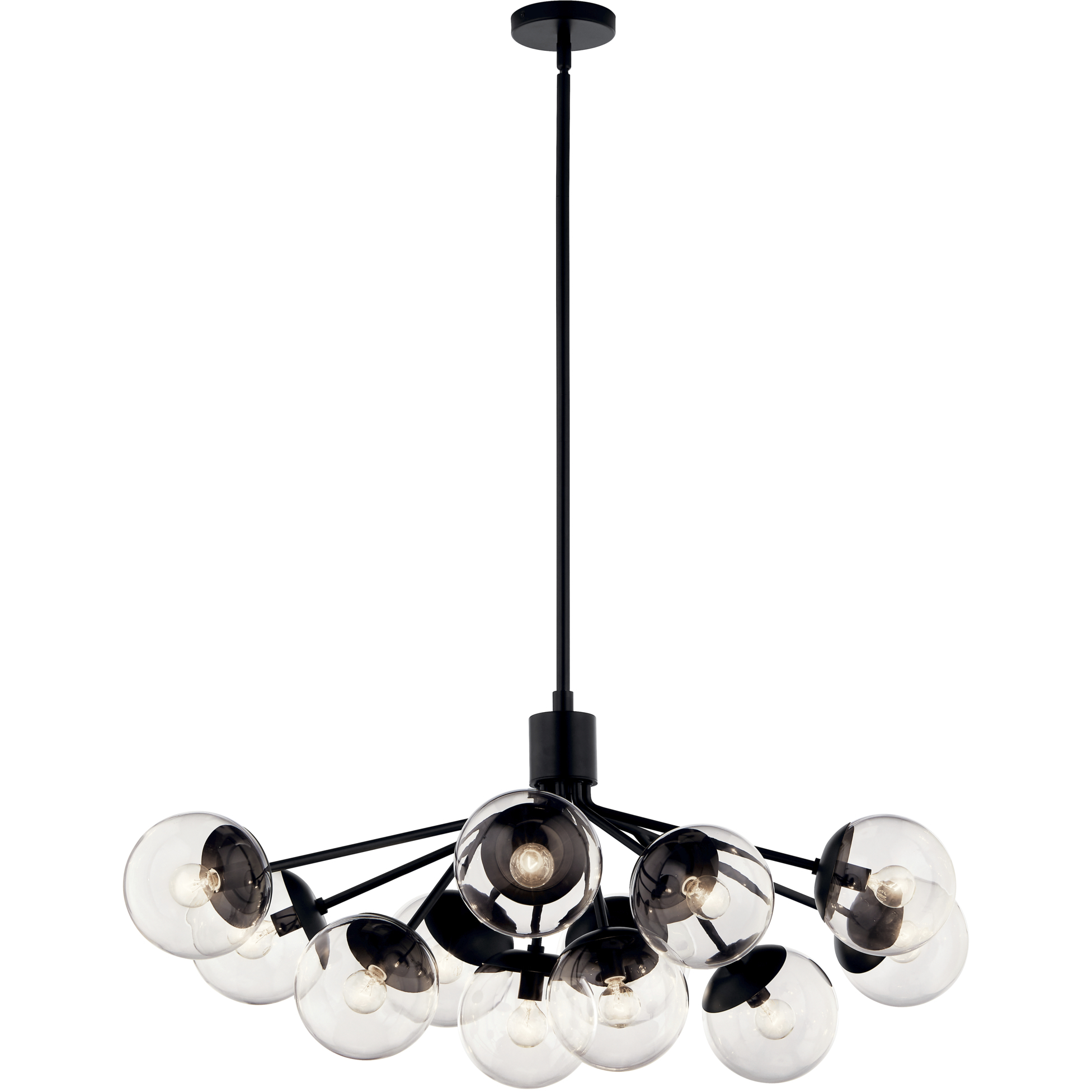 Silvarious 12 Light 26.75 inch Black Chandelier/Semi Flush Ceiling Light in Clear Crackle
