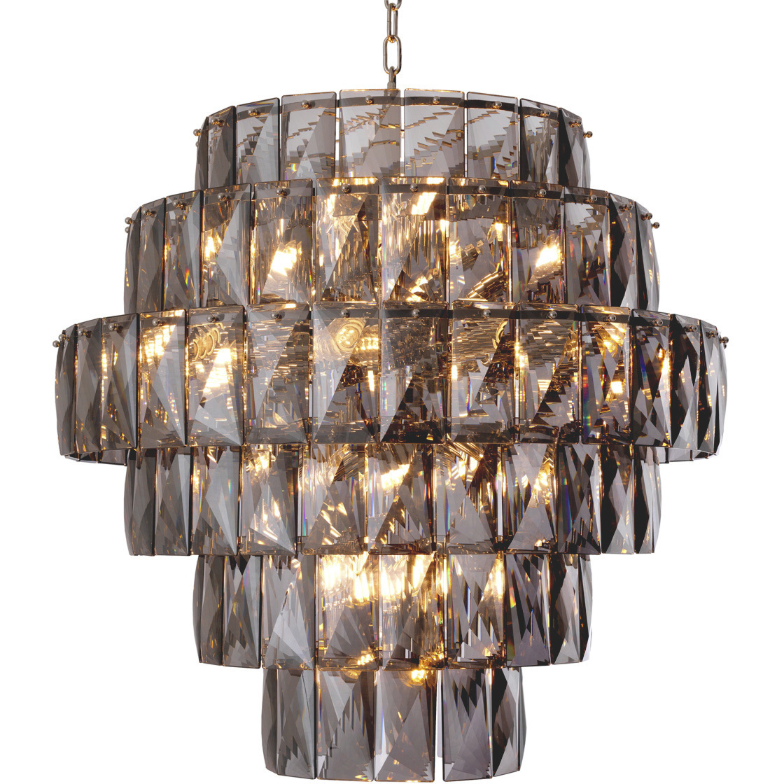 Amazone 26 Light 31.5 inch Nickel and Smoke Crystal Glass Chandelier Ceiling Light, Large