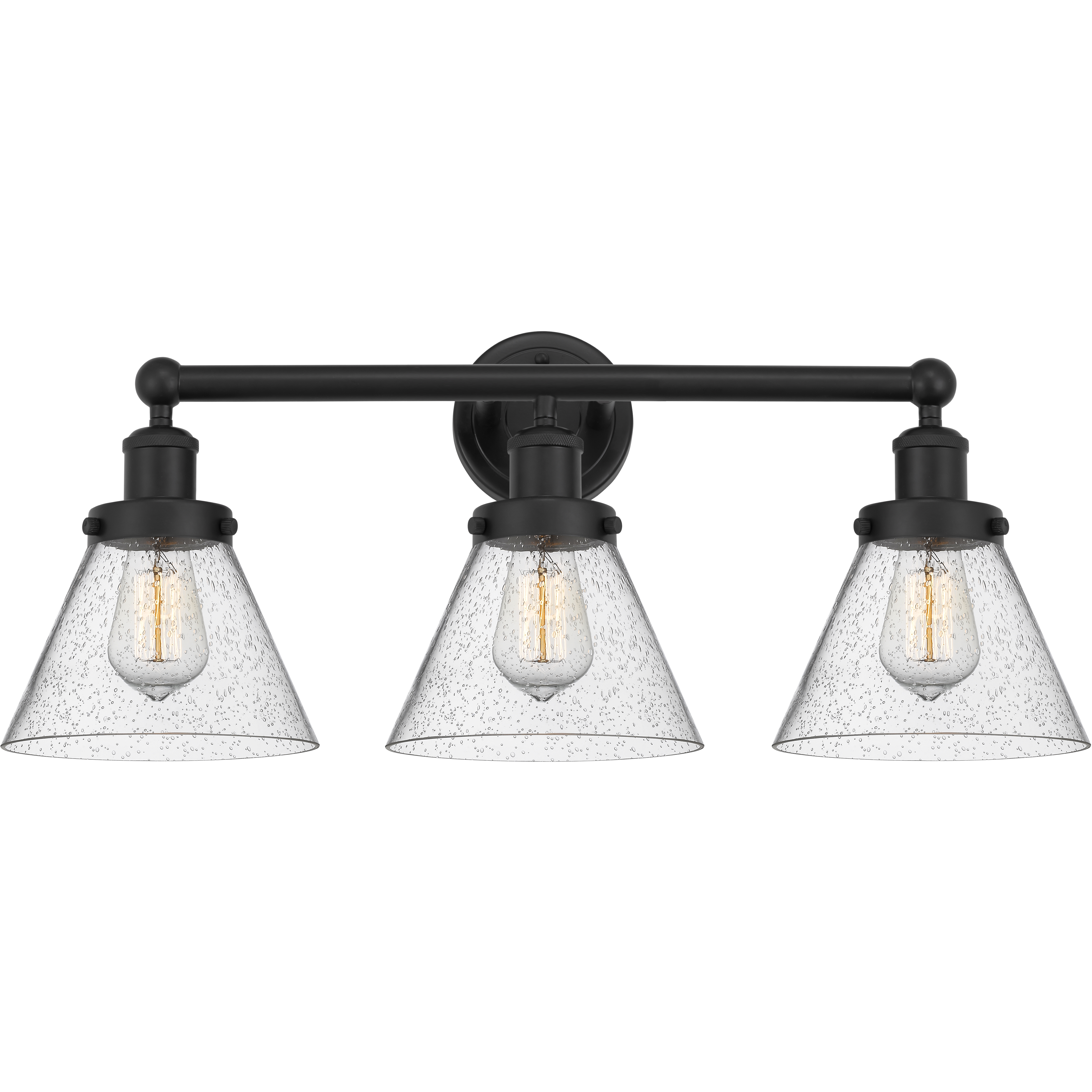 Cone 3 Light 25.75 inch Matte Black Bath Vanity Light Wall Light