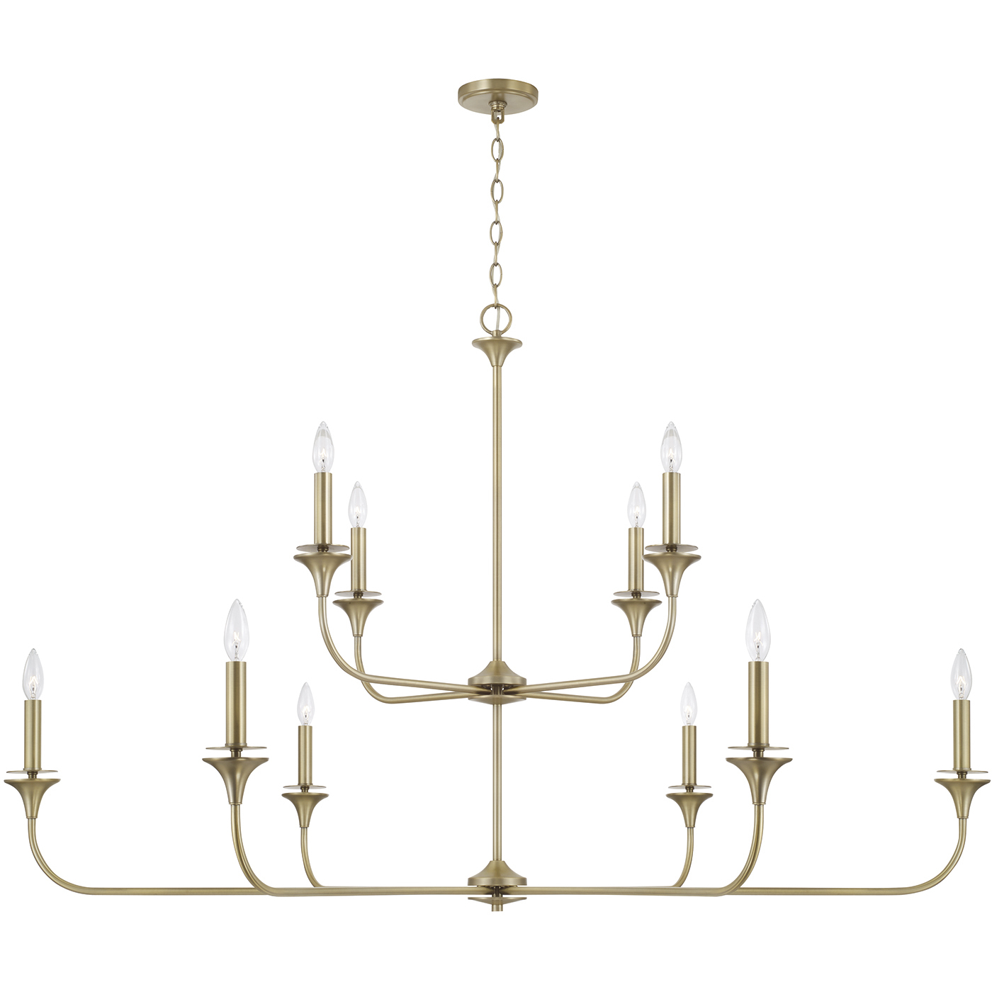 Presley 10 Light 56 inch Aged Brass Chandelier Ceiling Light