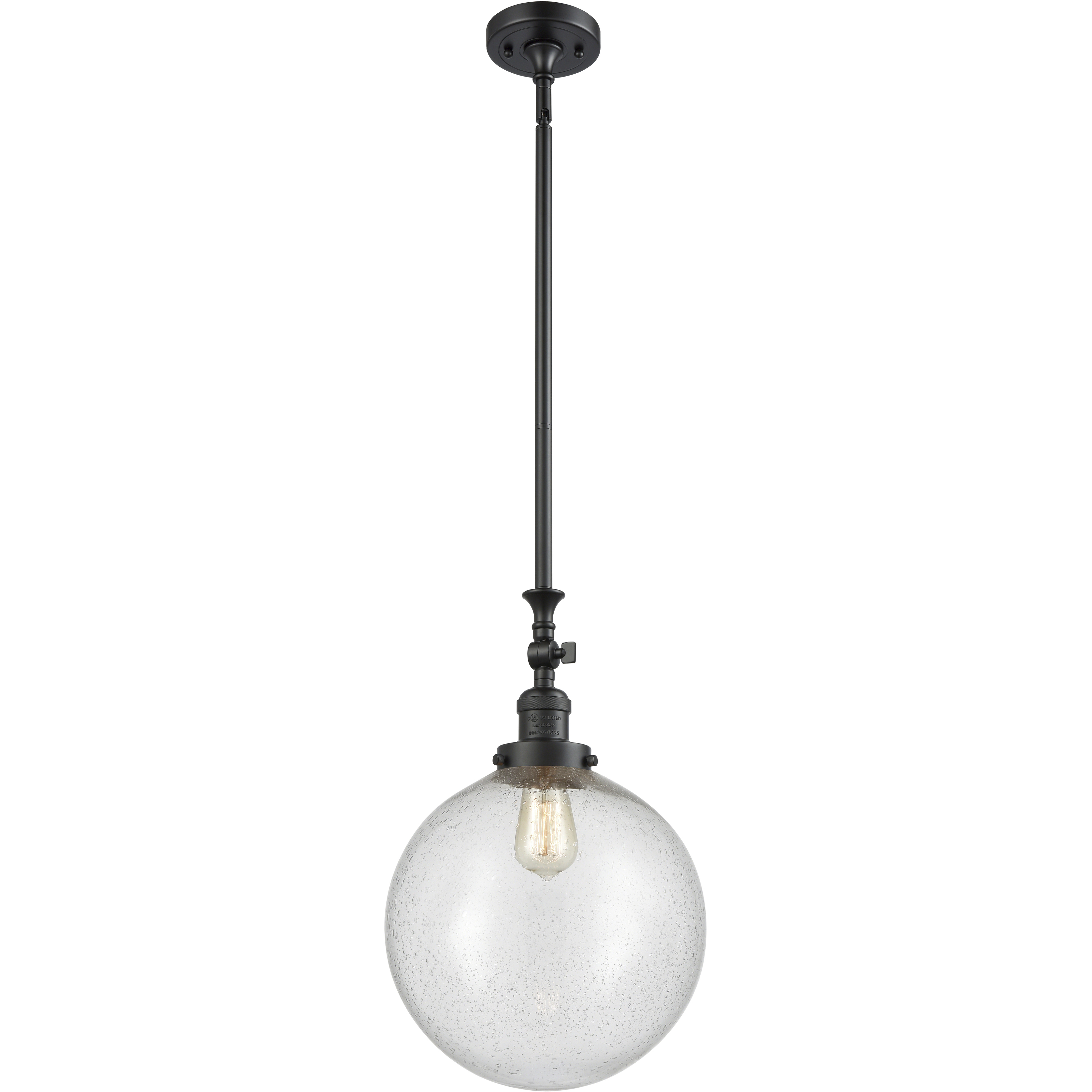 Franklin Restoration Beacon 1 Light 12 inch Matte Black Mini Pendant Ceiling Light in Incandescent, Seedy, Franklin Restoration