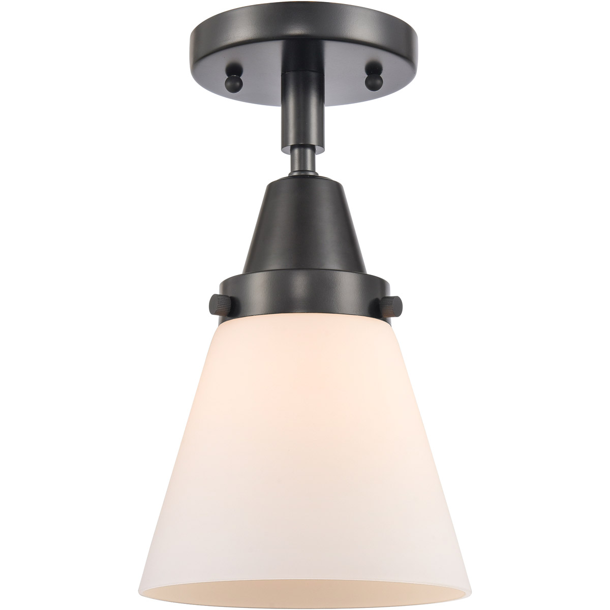 Franklin Restoration Small Cone LED 6.25 inch Matte Black Flush Mount Ceiling Light in Matte White Glass