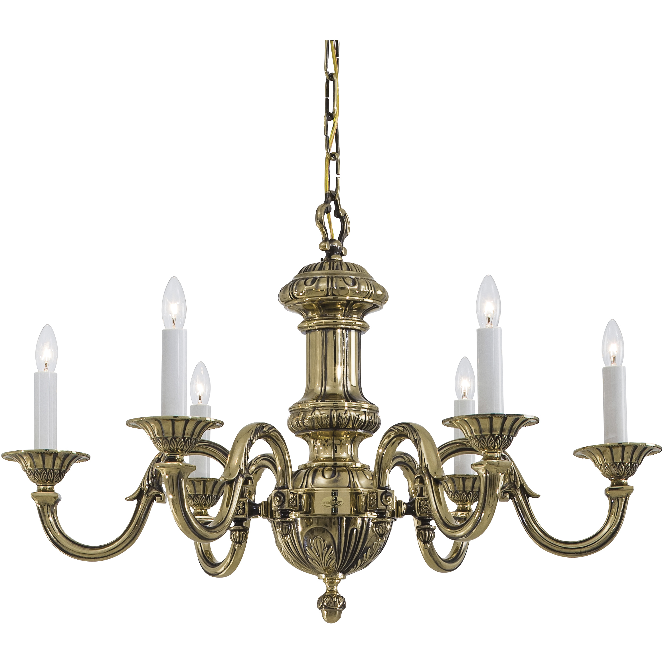 Metropolitan Family Collection 6 Light 29.5 inch Classic Brass Chandelier Ceiling Light