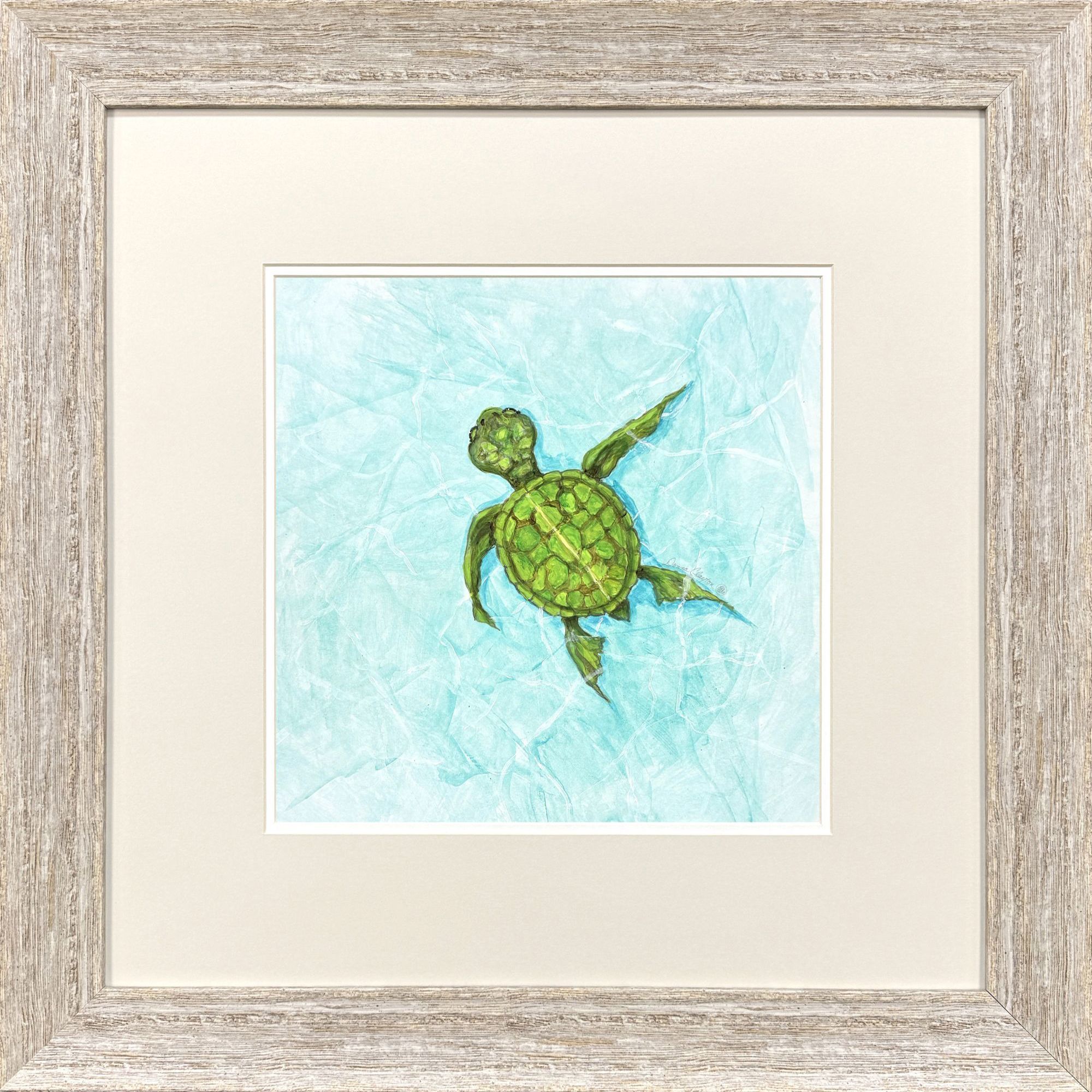 Swim Lesson Blue and Green and Multi and Beige Framed Art, Propac