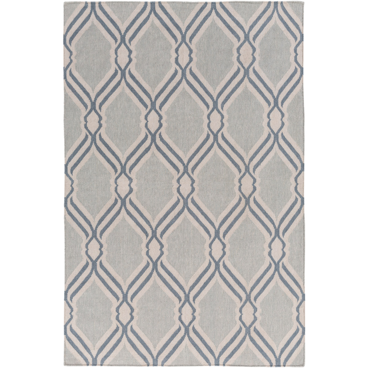 Rivington 36 X 24 inch Gray and Blue Area Rug, Wool and Cotton