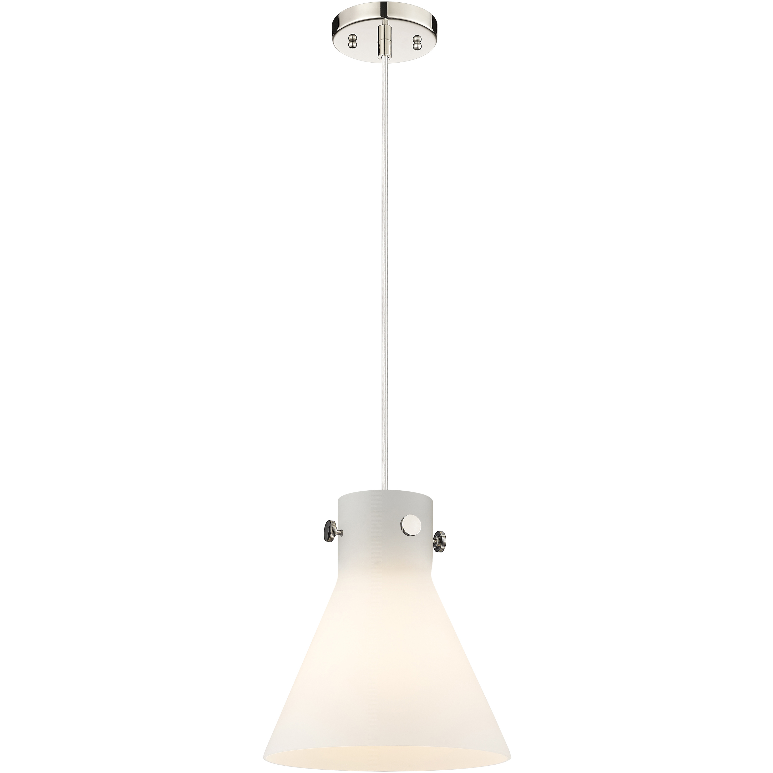 Downtown Urban Newton Cone 1 Light 10 inch Polished Nickel Pendant Ceiling Light in Matte White