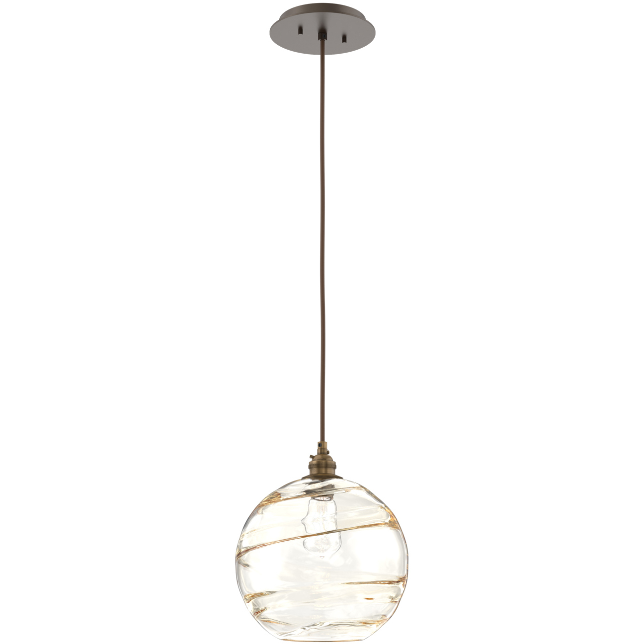 Terra 1 Light 9 inch Flat Bronze Pendant Ceiling Light in Terra Amber