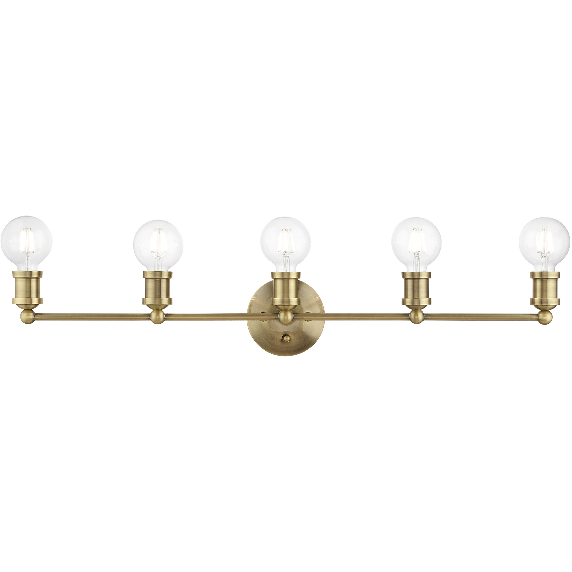 Lansdale 5 Light 33.88 inch Antique Brass ADA Large Vanity Sconce Wall Light, Large